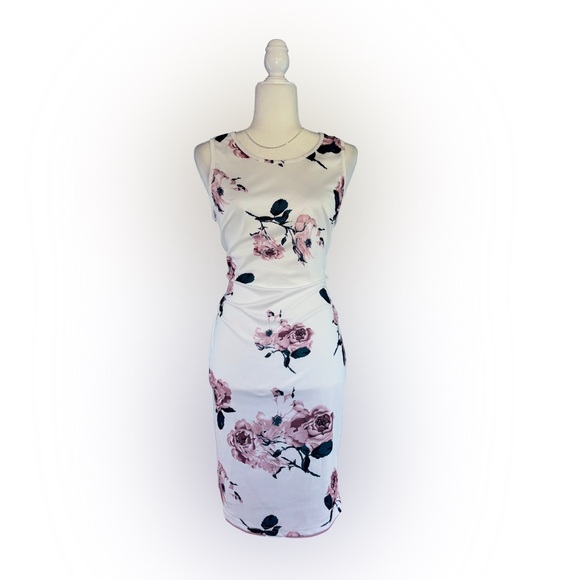 Dresses & Skirts - SHEIN Pink Black Floral Print Dress Size L NWOT